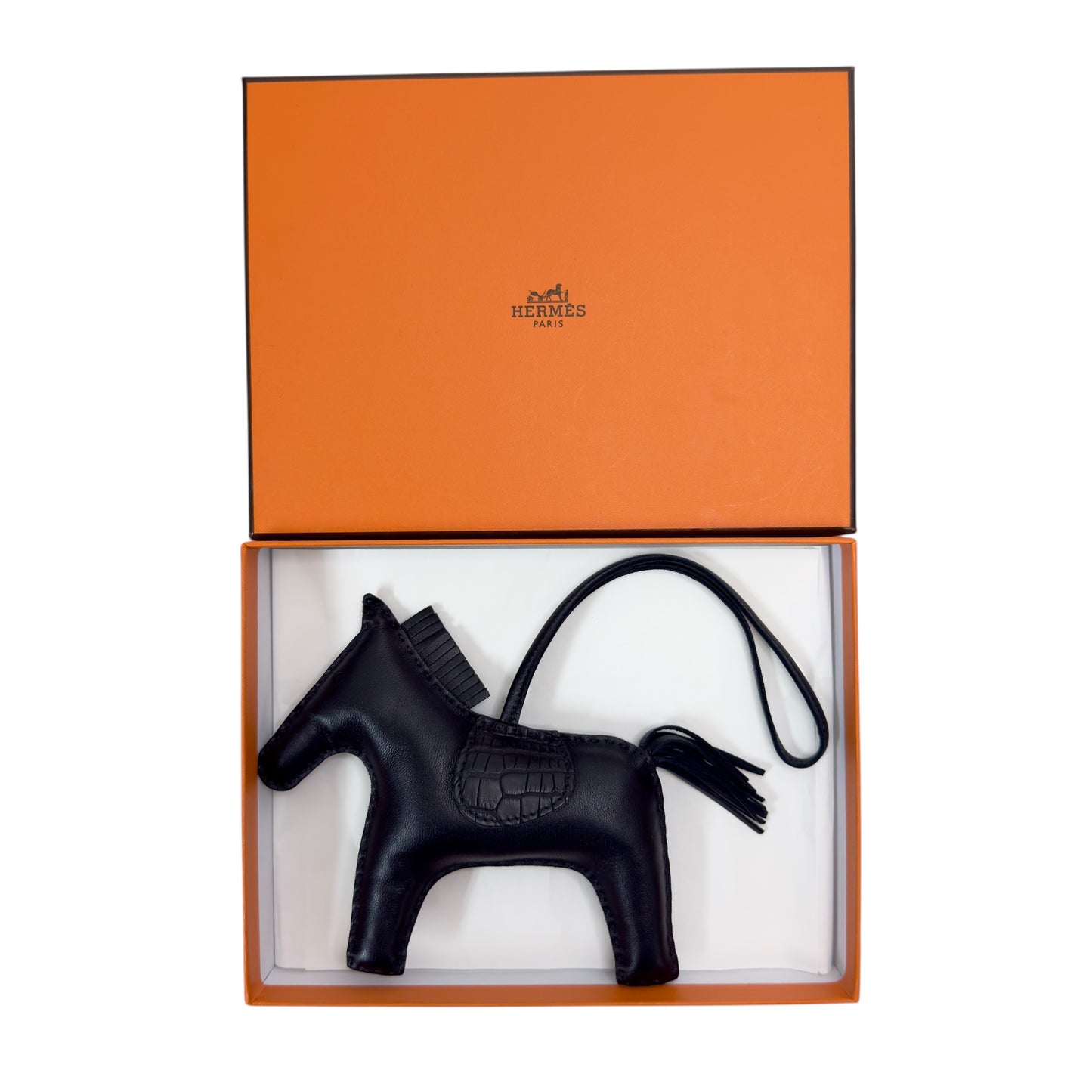 HERMES Rodeo touch *極罕全黑 + 鱷魚皮拼皮 + 大size* 馬仔 掛飾
