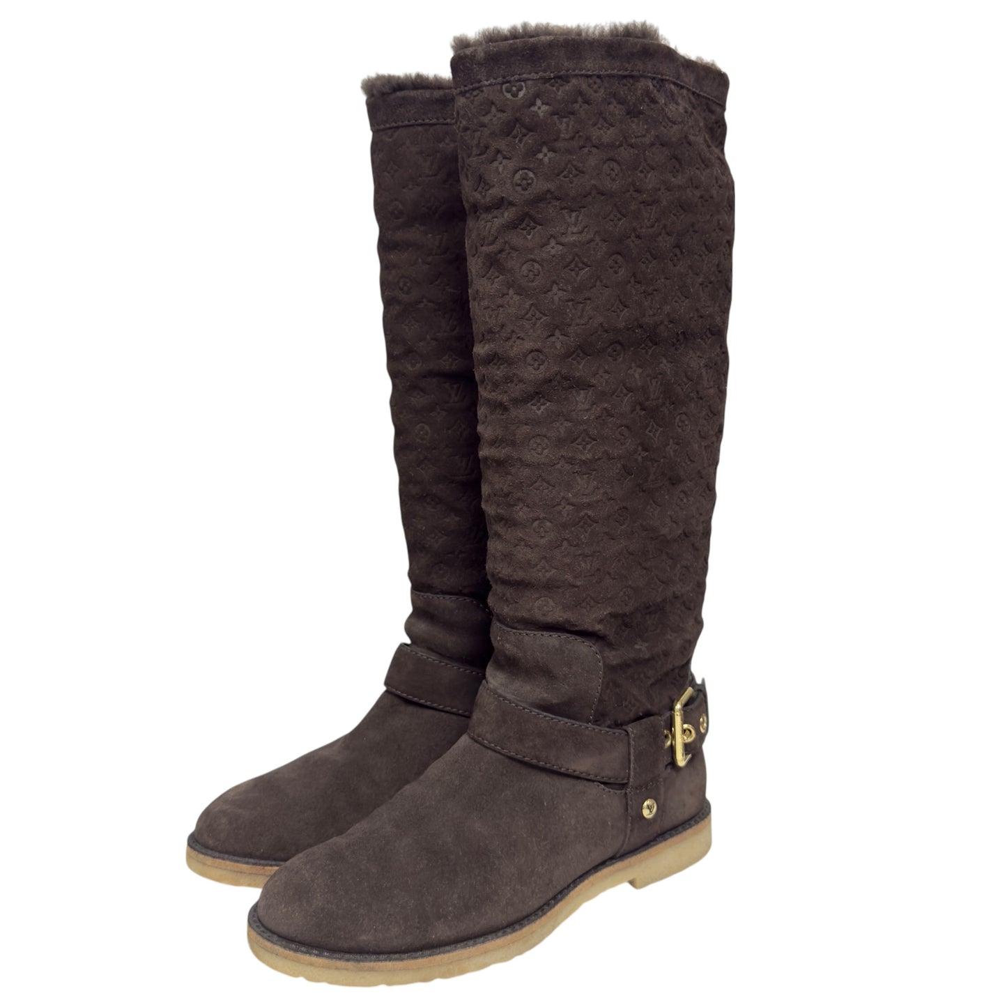 LOUIS VUITTON Snowball 老花 毛毛靴