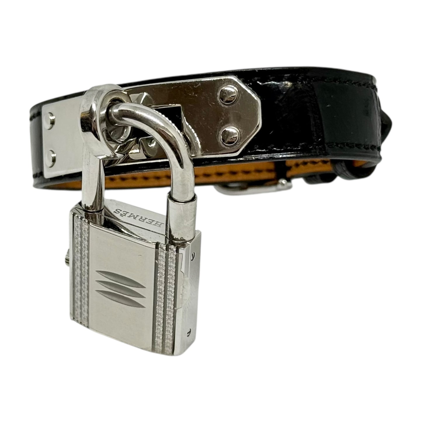 HERMES Kelly 鑽石 貝母錶盤 鱷魚皮錶帶 手錶