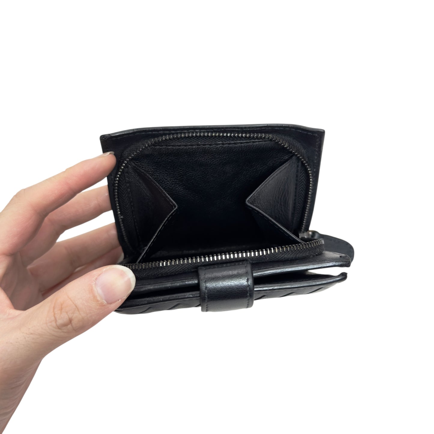 BOTTEGA VENETA 織皮 短銀包