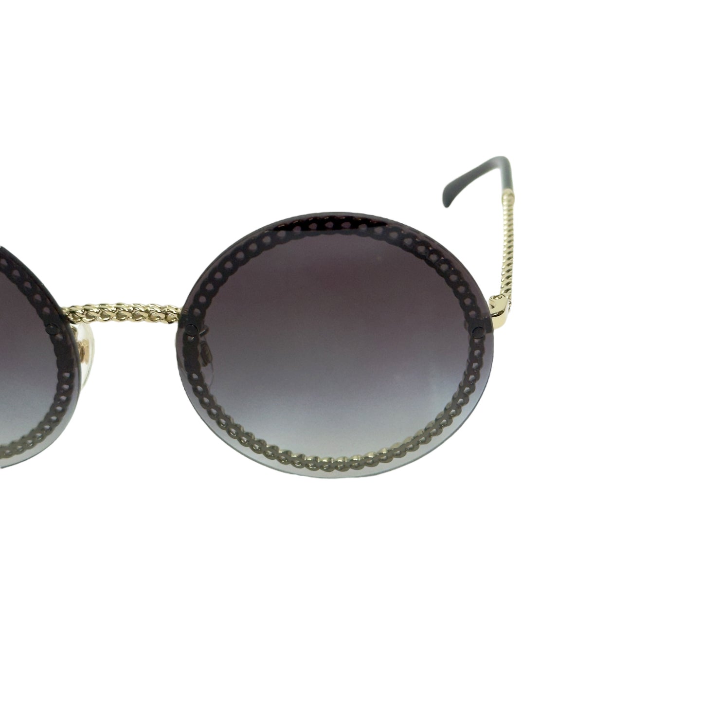 CHANEL CC 珍珠鏈條綴飾圓形太陽眼鏡