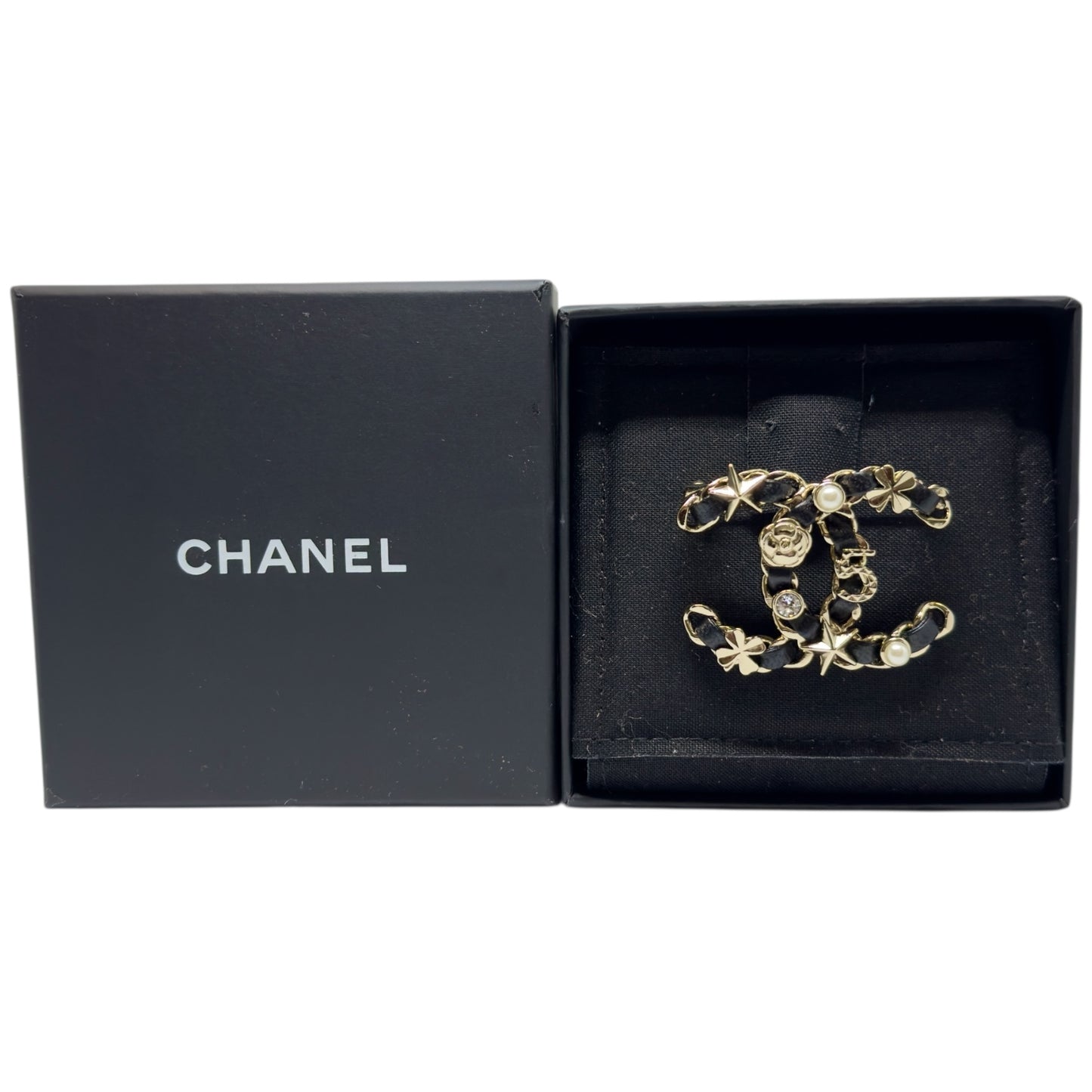 CHANEL CC 皮穿鏈 胸針