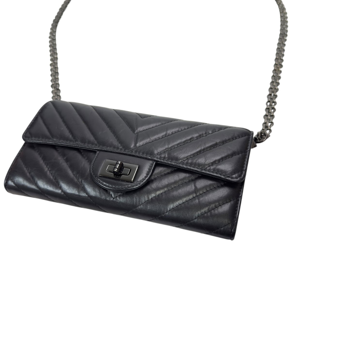 CHANEL *自加鏈＞送無品牌扣＋無品牌鏈帶* 2.55 長銀包 WOC