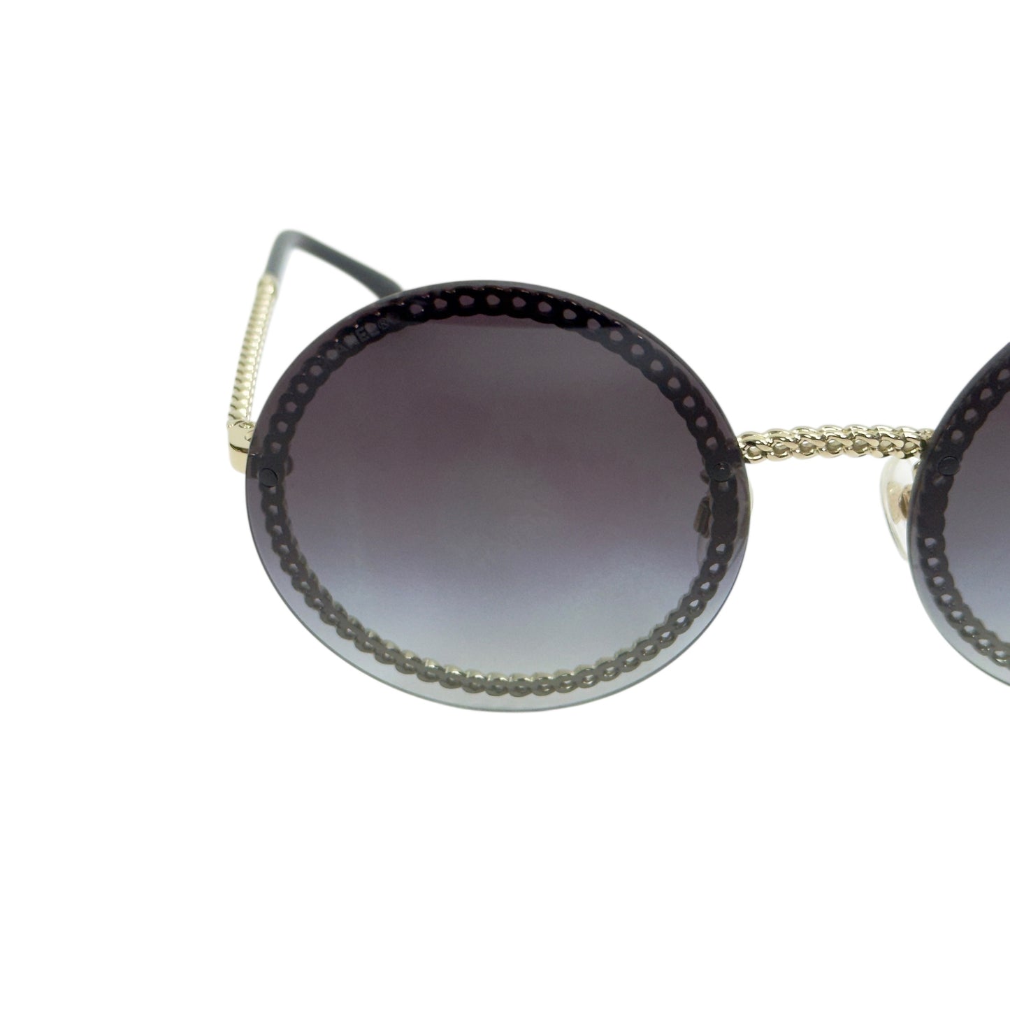 CHANEL CC 珍珠鏈條綴飾圓形太陽眼鏡