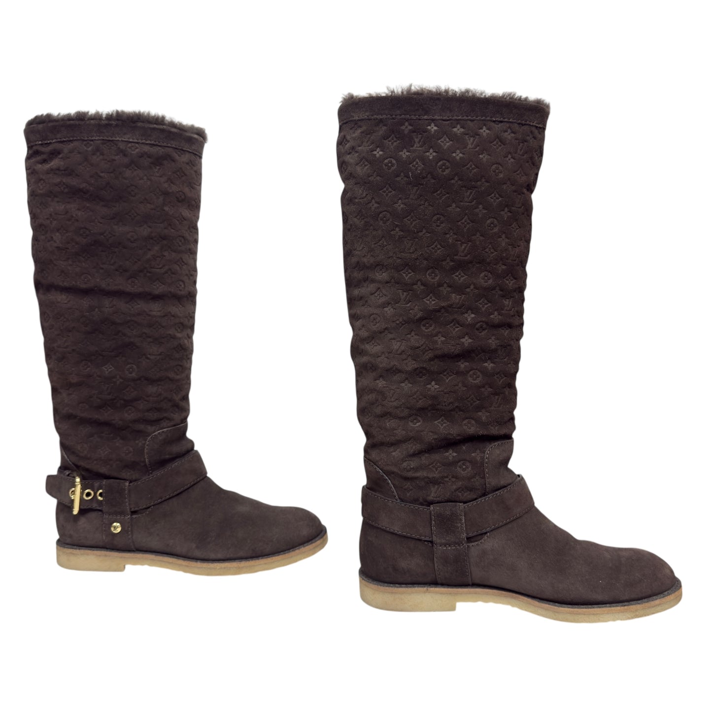 LOUIS VUITTON Snowball 老花 毛毛靴