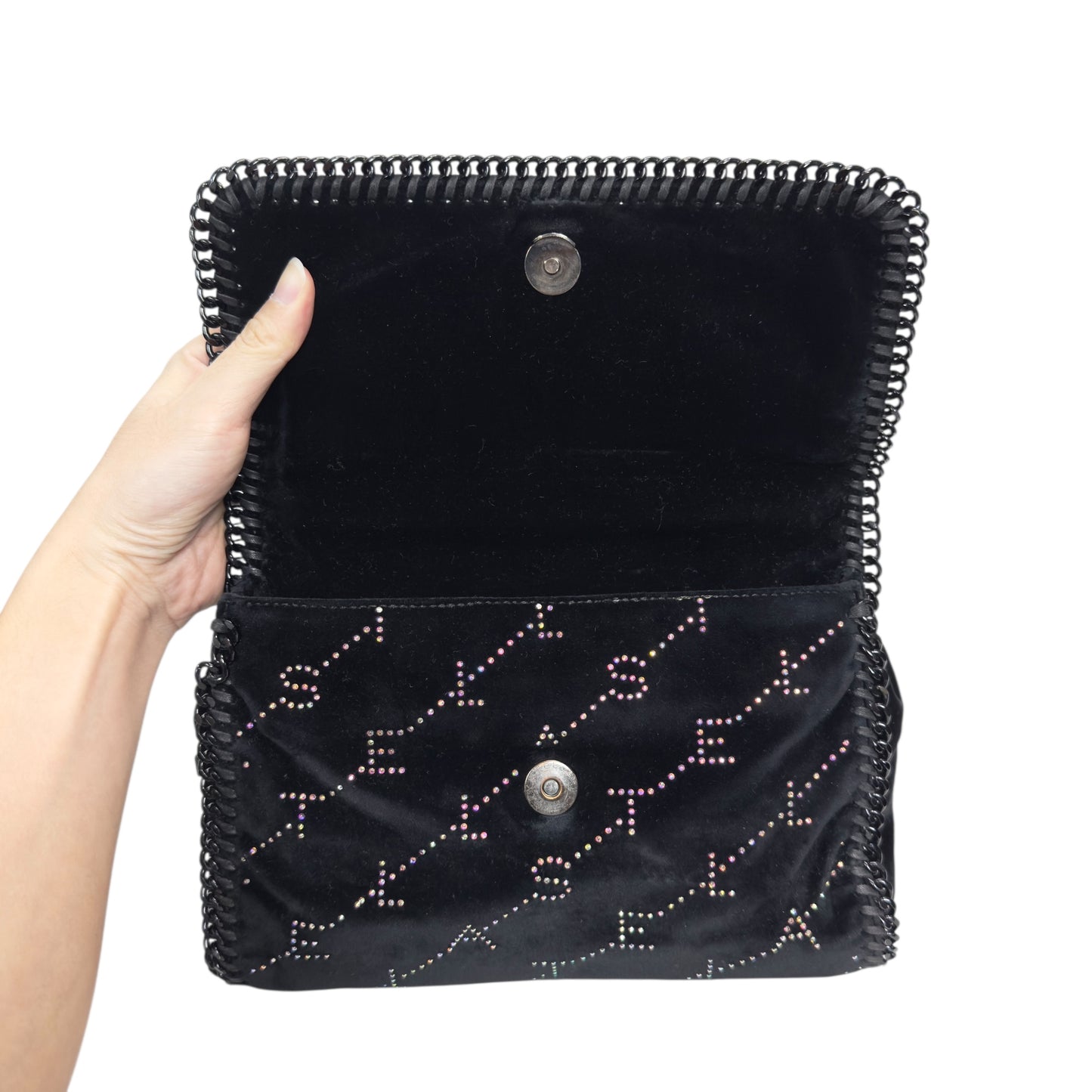 STELLA MCCARTNEY 水鑽 黑色 鏈條包