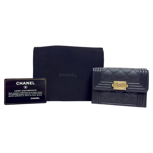 CHANEL Boy 荔枝皮 多摺 迷你銀包