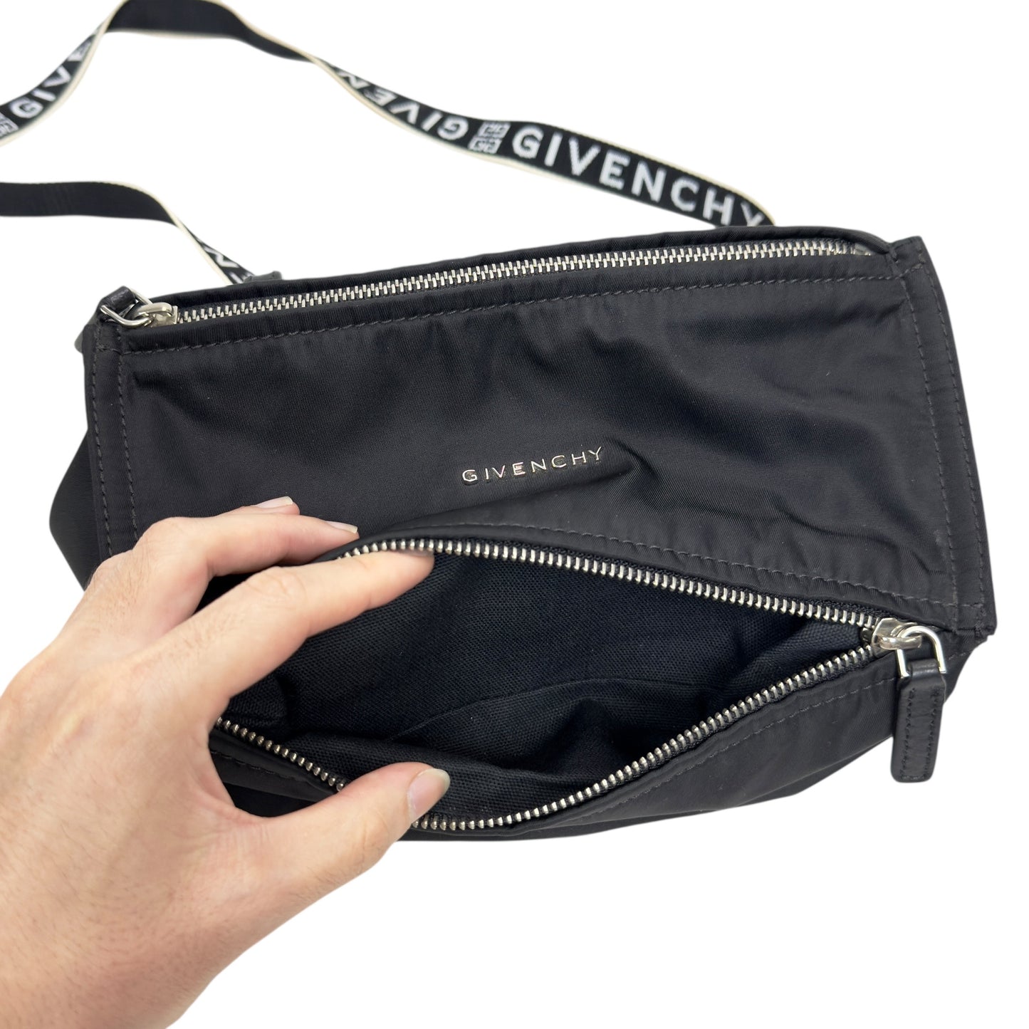 GIVENCHY Pandora 帆布拼皮 斜揹袋