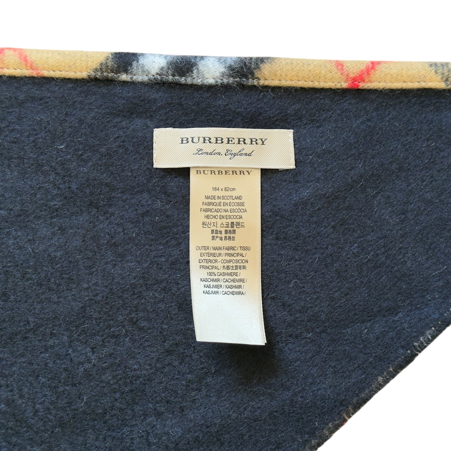 BURBERRY 經典格紋 純羊絨 三角圍巾