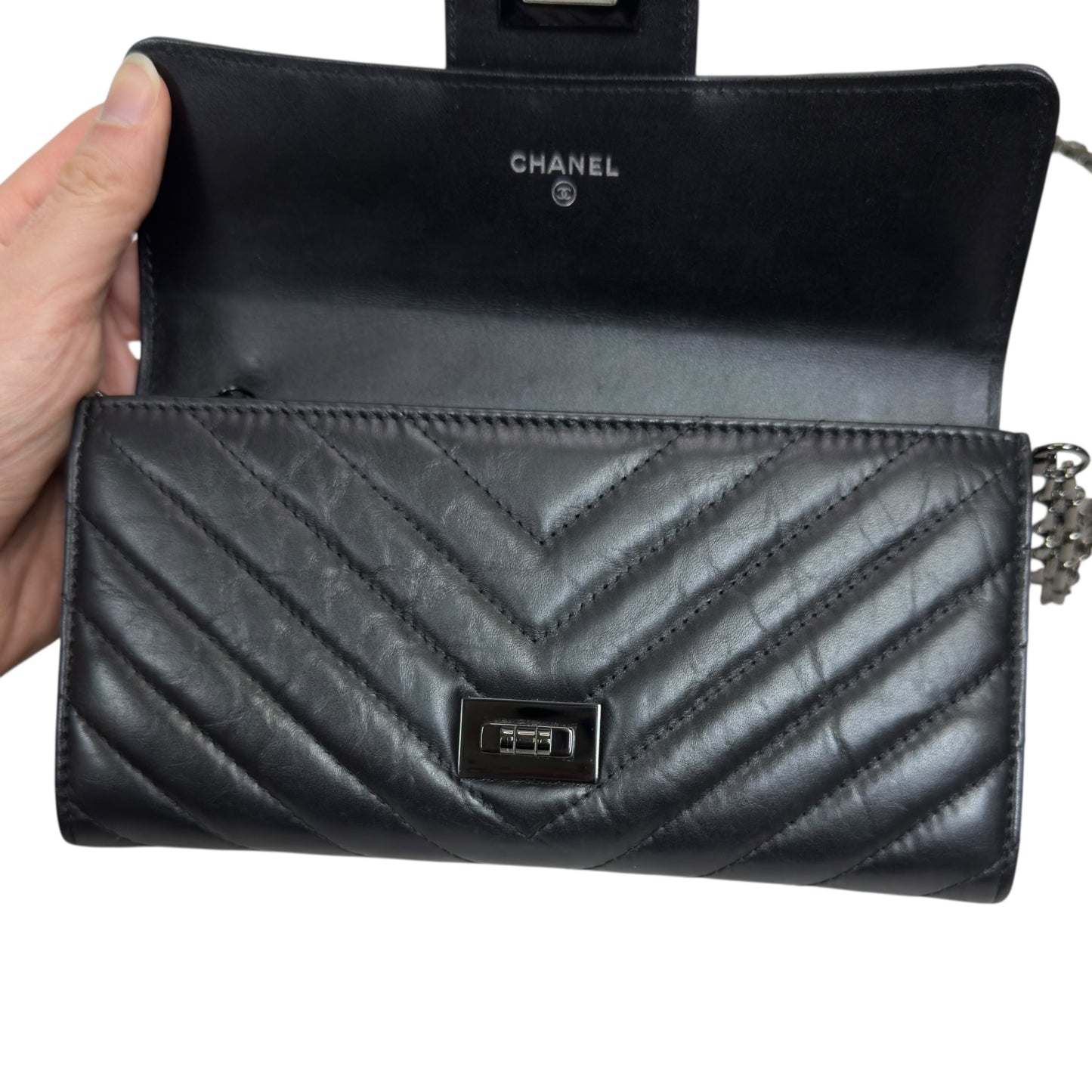 CHANEL *自加鏈＞送無品牌扣＋無品牌鏈帶* 2.55 長銀包 WOC