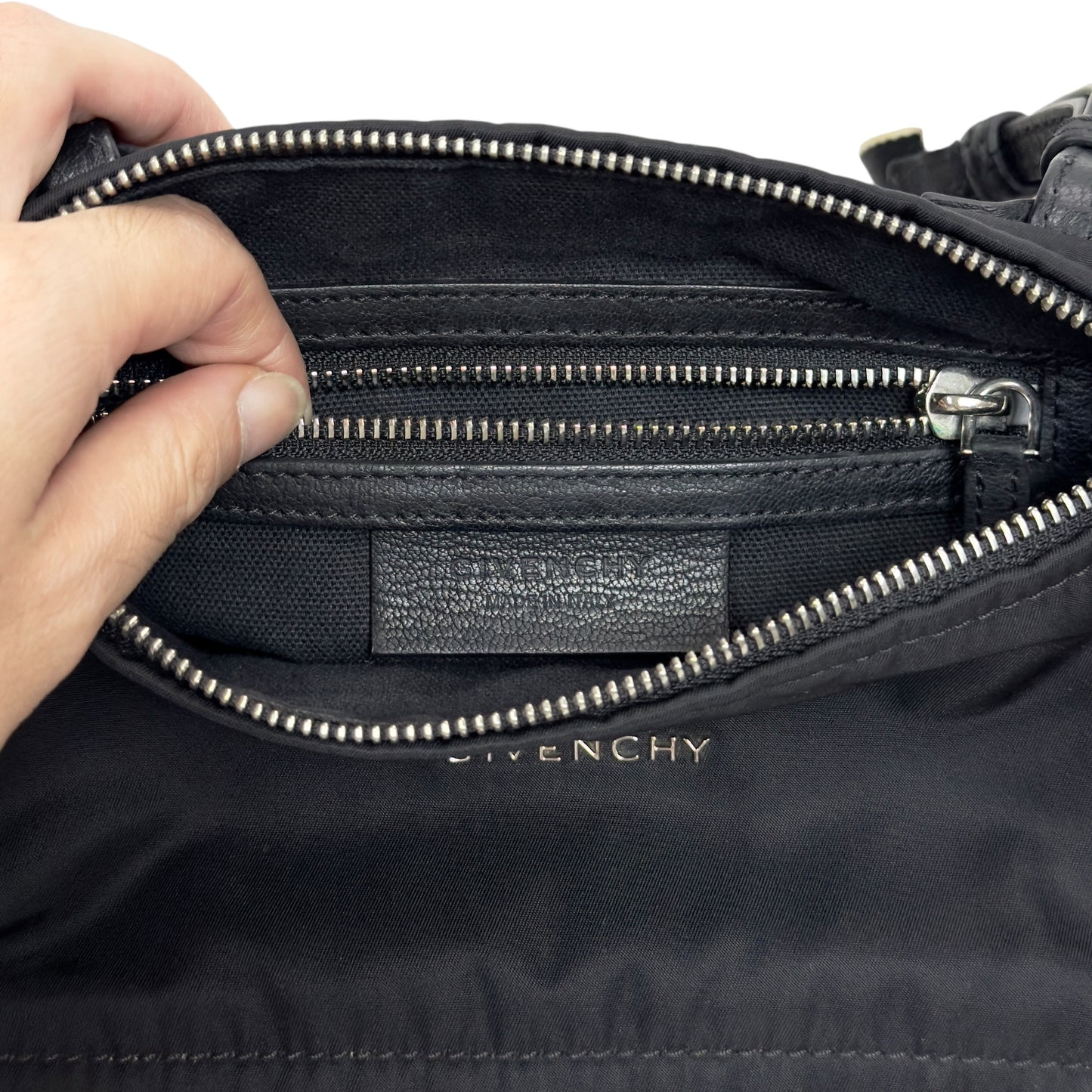 GIVENCHY Pandora 帆布拼皮 斜揹袋