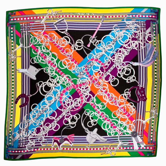 HERMES Brides et Gris-Gris shawl 140 羊絨 圍巾