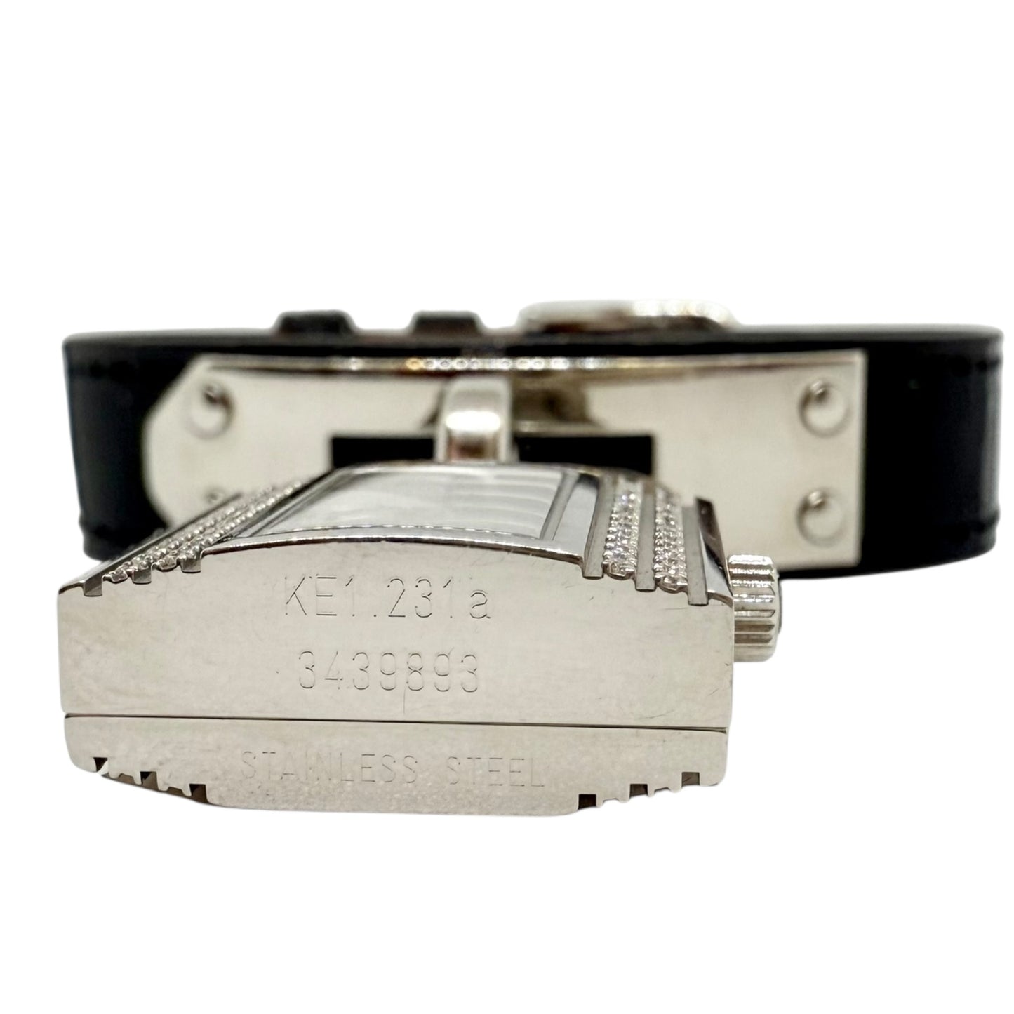 HERMES Kelly 鑽石 貝母錶盤 鱷魚皮錶帶 手錶