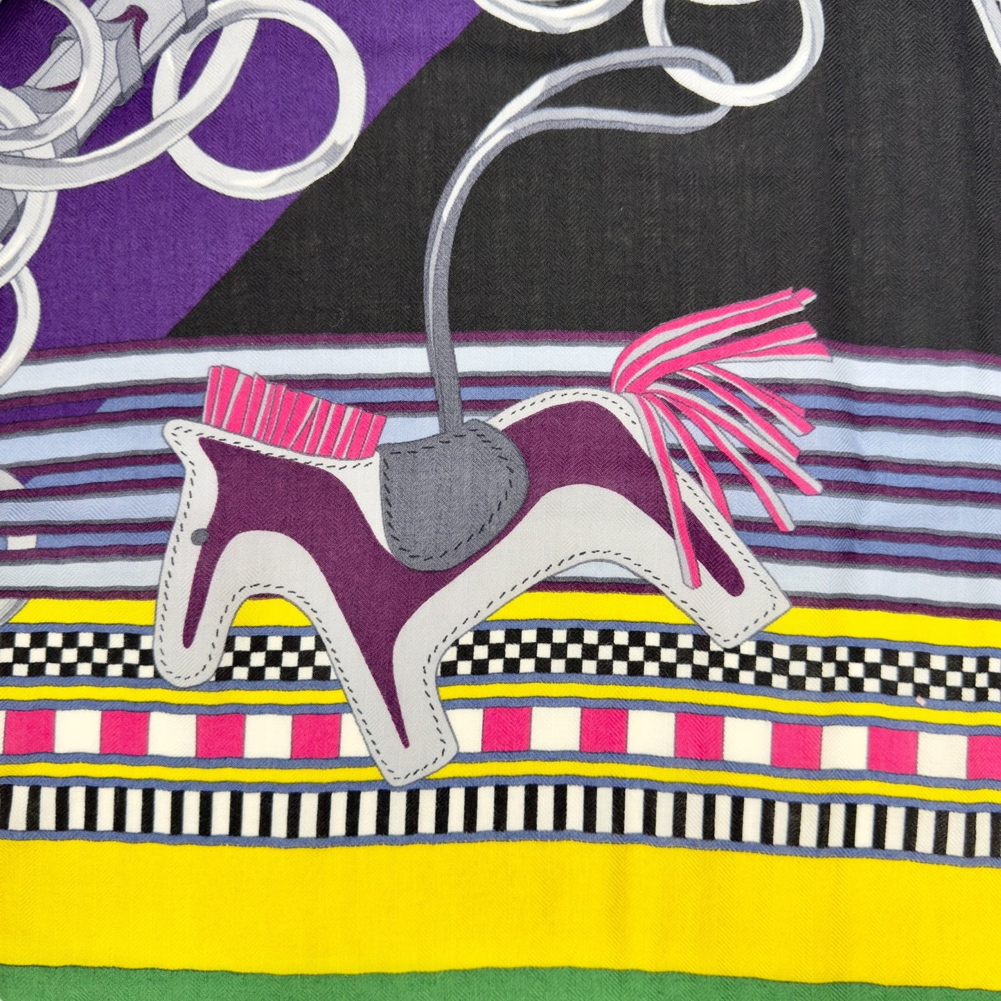 HERMES Brides et Gris-Gris shawl 140 羊絨 圍巾