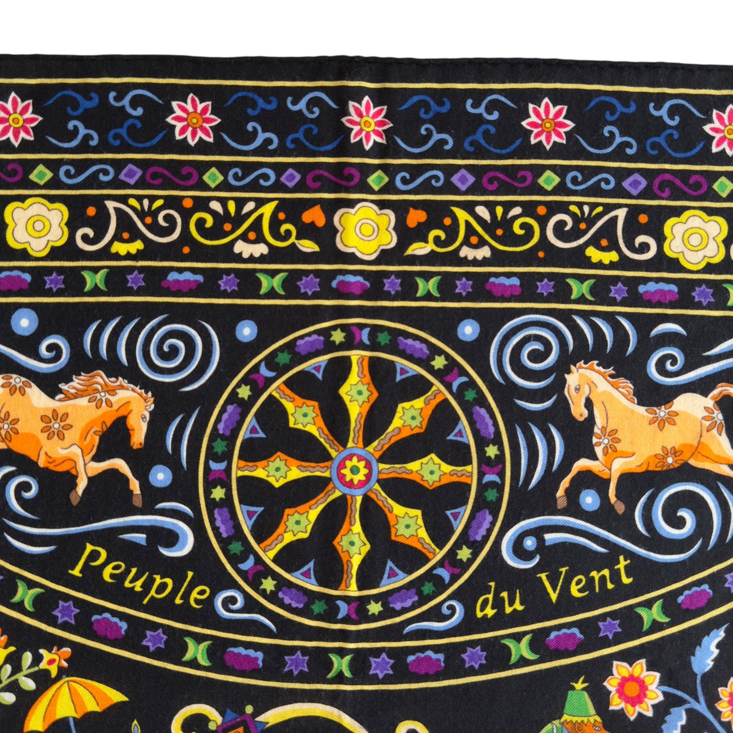 HERMES Peuple du Vent shawl 140 風之民 羊絨 圍巾