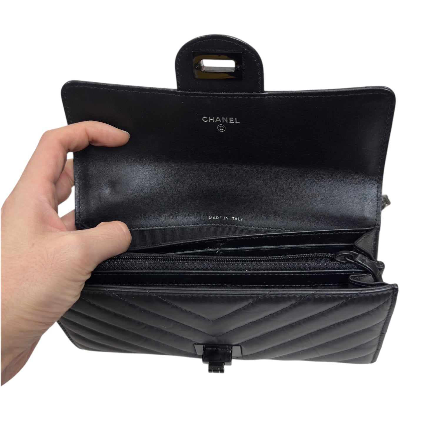 CHANEL *自加鏈＞送無品牌扣＋無品牌鏈帶* 2.55 長銀包 WOC