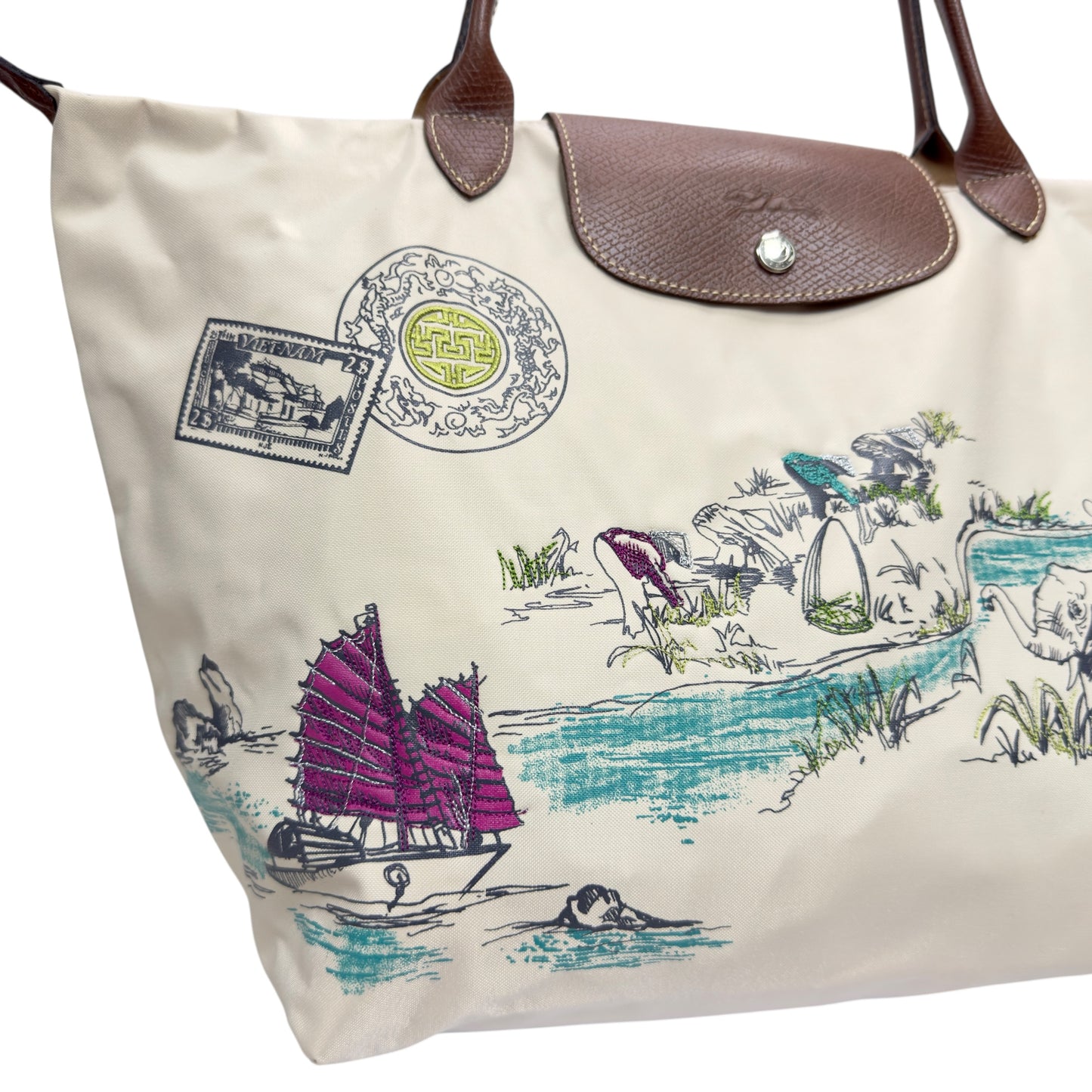 LONGCHAMP Pliage 法國製 刺繡 肩背包