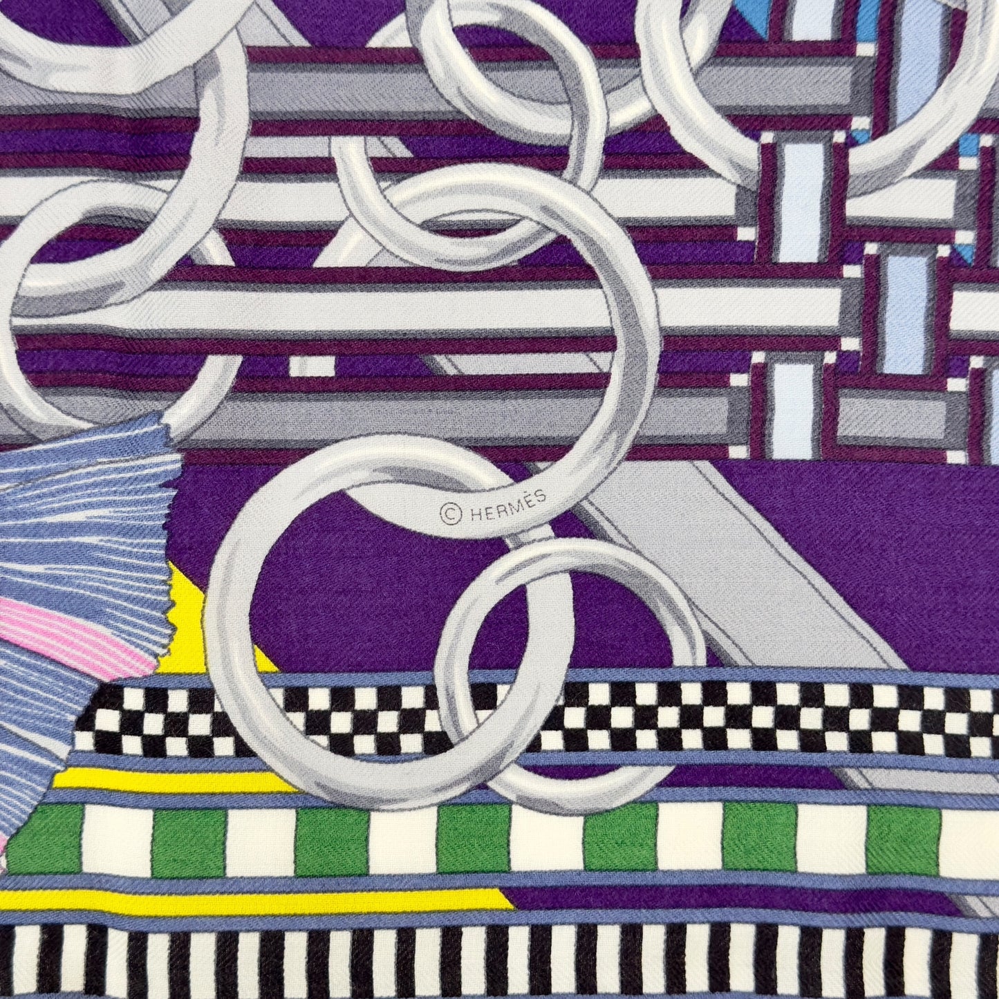 HERMES Brides et Gris-Gris shawl 140 羊絨 圍巾