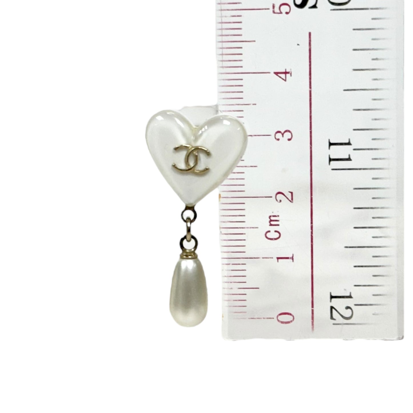 CHANEL CC 愛心💗 垂吊珍珠 耳環
