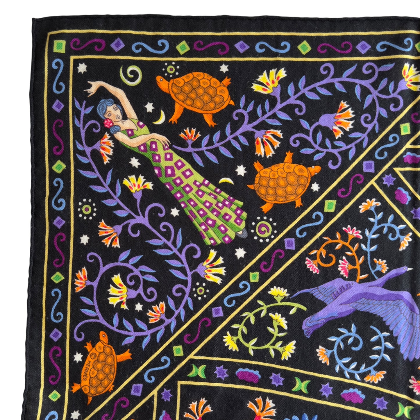 HERMES Peuple du Vent shawl 140 風之民 羊絨 圍巾