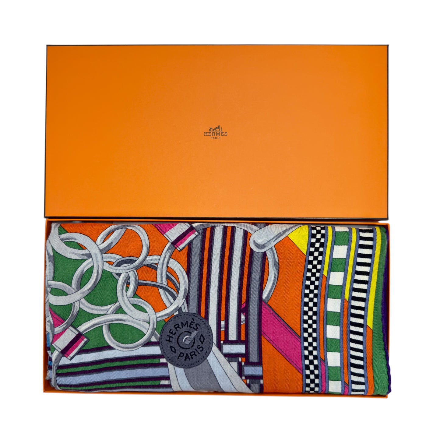 HERMES Brides et Gris-Gris shawl 140 羊絨 圍巾