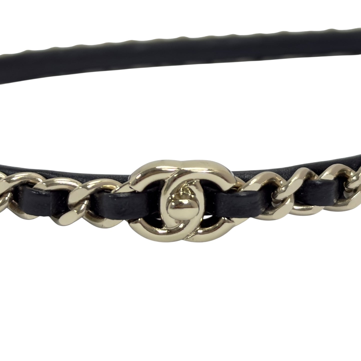 CHANEL CC 皮穿鏈 髮箍