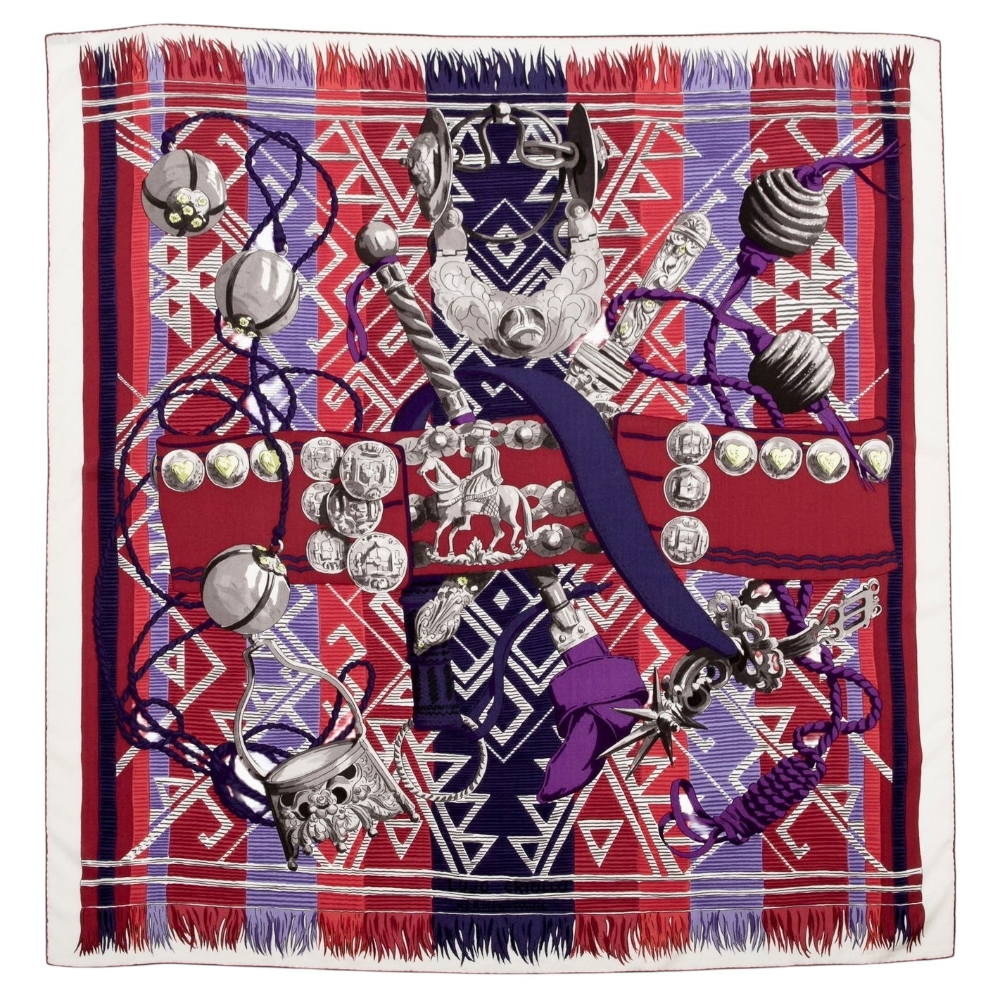 HERMES Lujo Criollo shawl 140 羊絨 圍巾