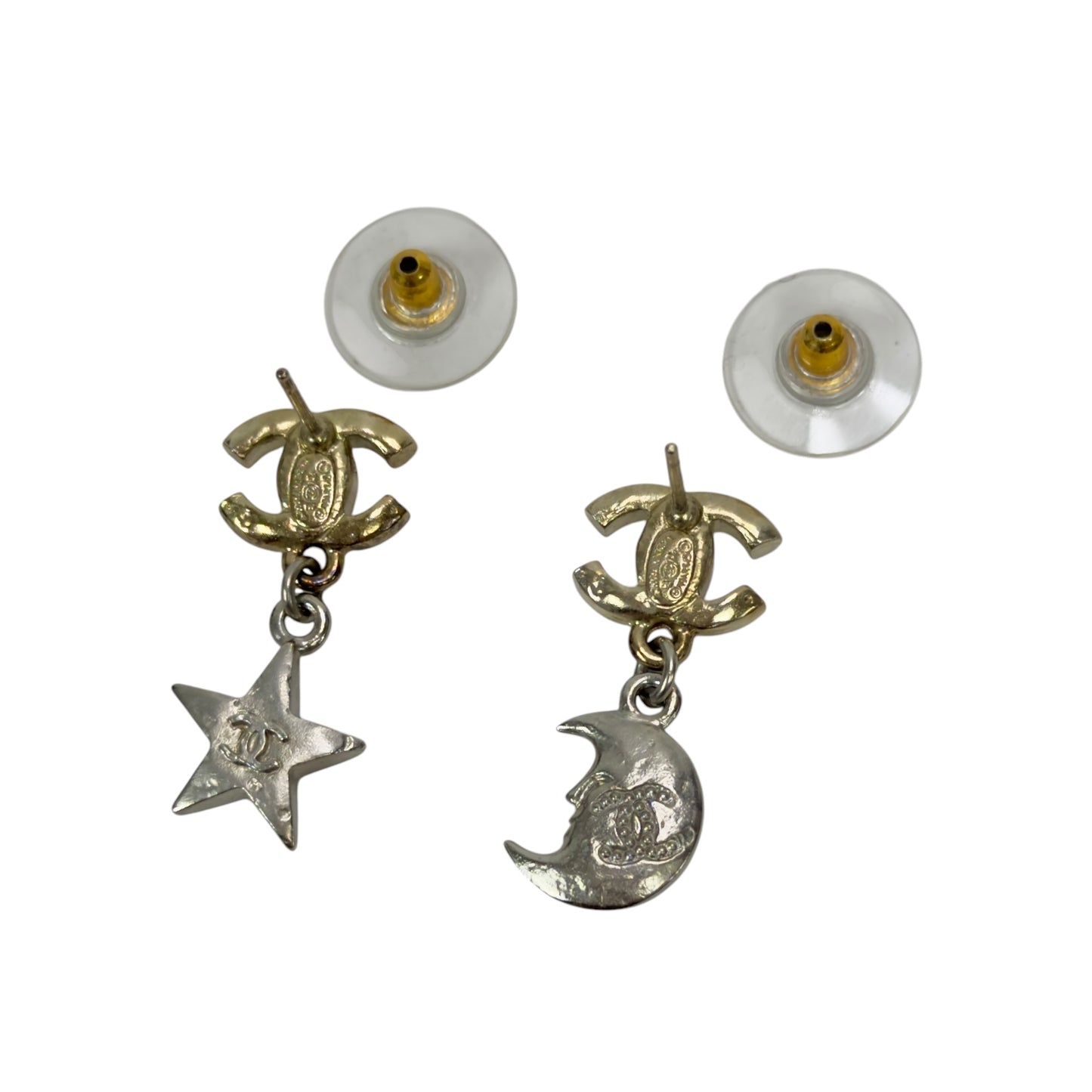 CHANEL CC 星辰月亮 水鑽 耳環