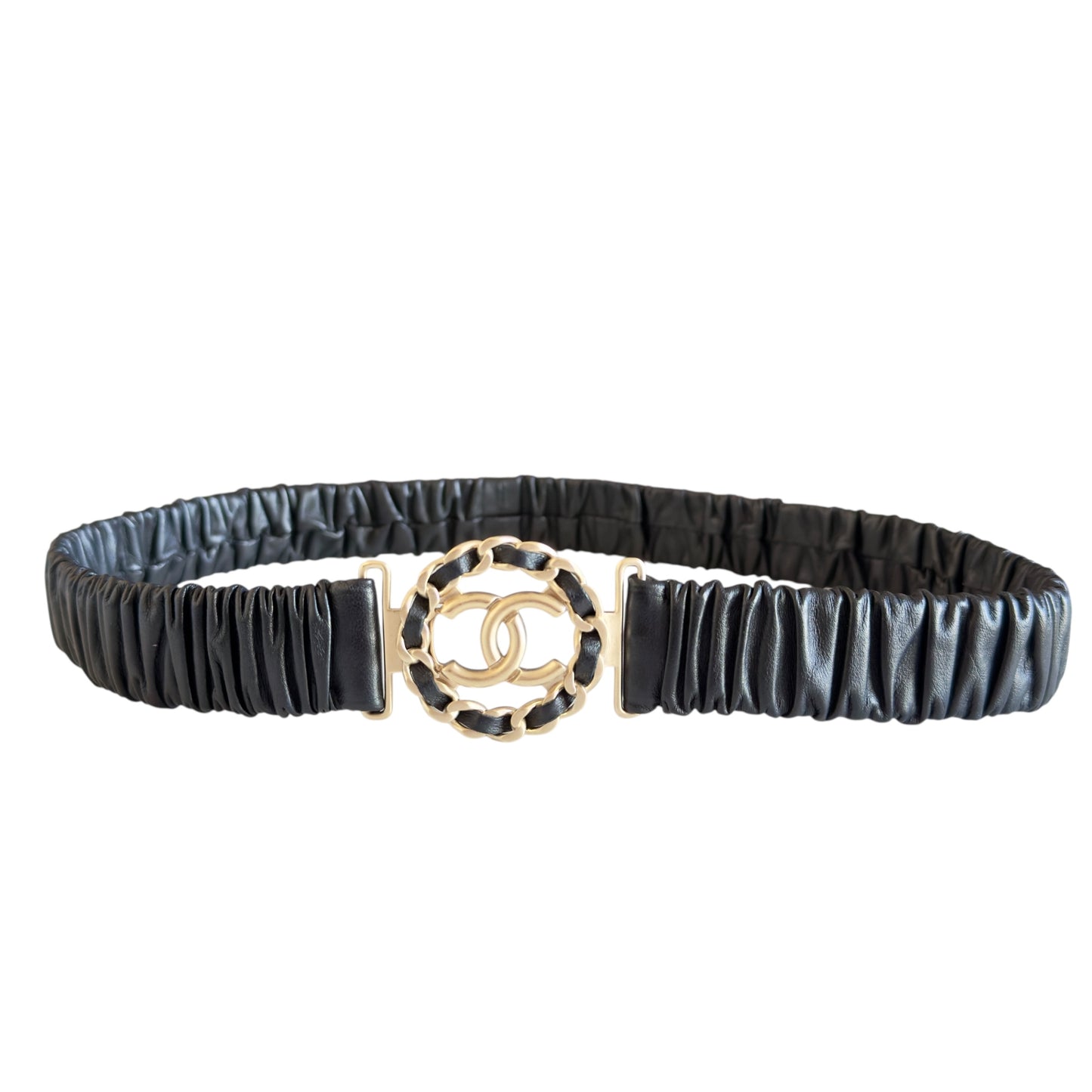 CHANEL CC 皮穿鏈 彈性 腰帶 30mm