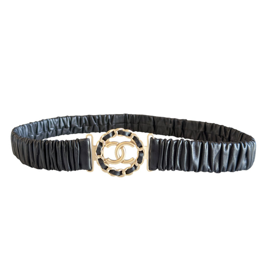 CHANEL CC 皮穿鏈 彈性 腰帶 30mm