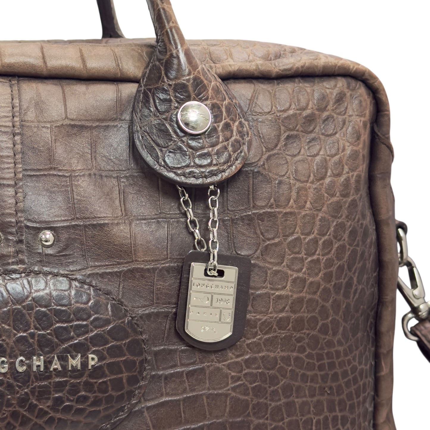 LONGCHAMP 鱷魚皮壓紋 2用袋