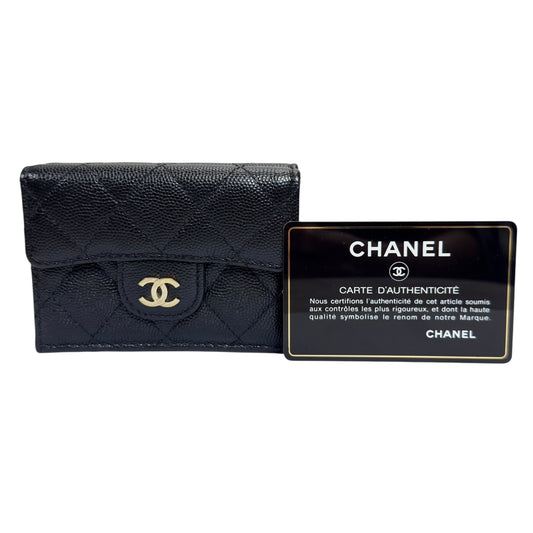 CHANEL CC 荔枝皮 多摺 迷你銀包