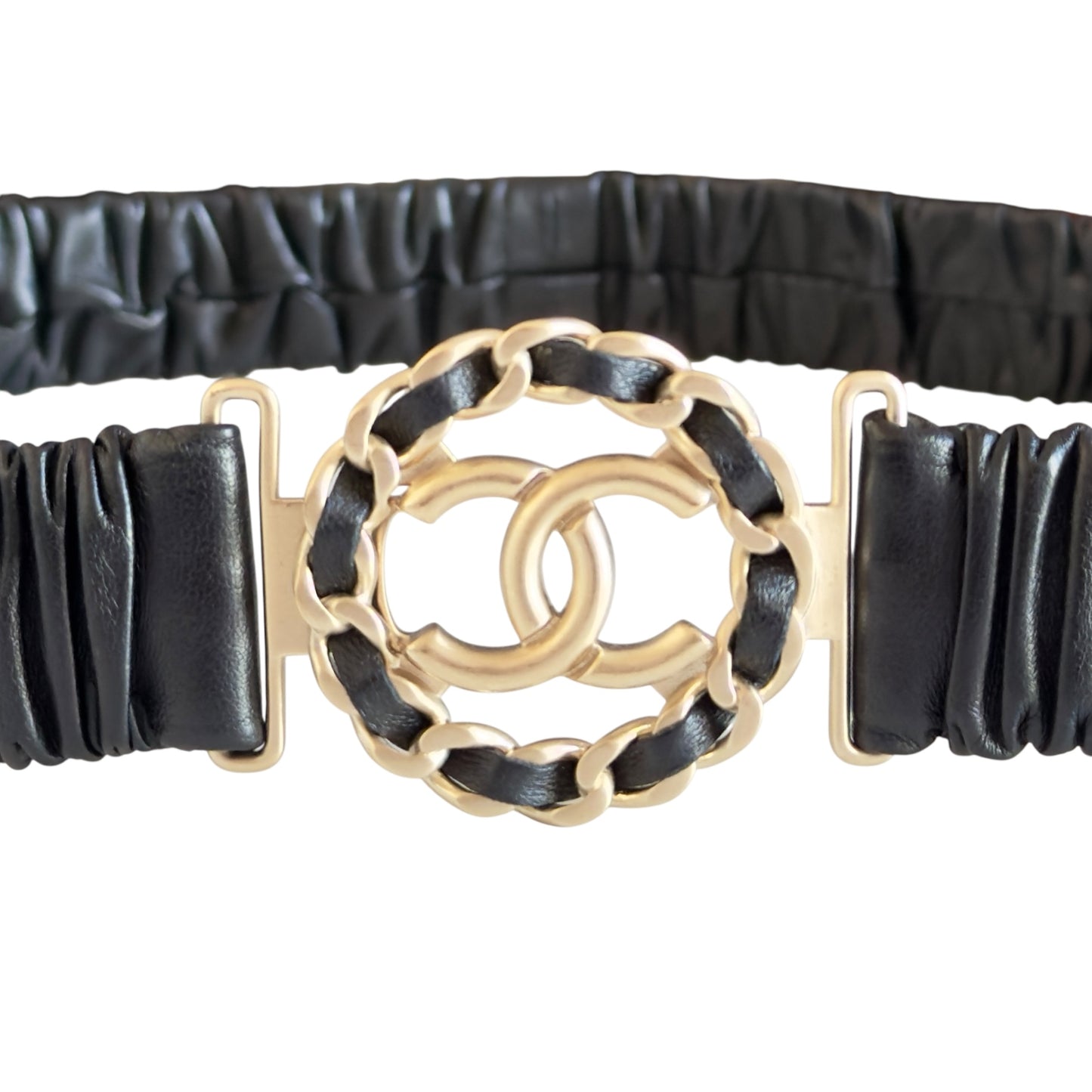 CHANEL CC 皮穿鏈 彈性 腰帶 30mm