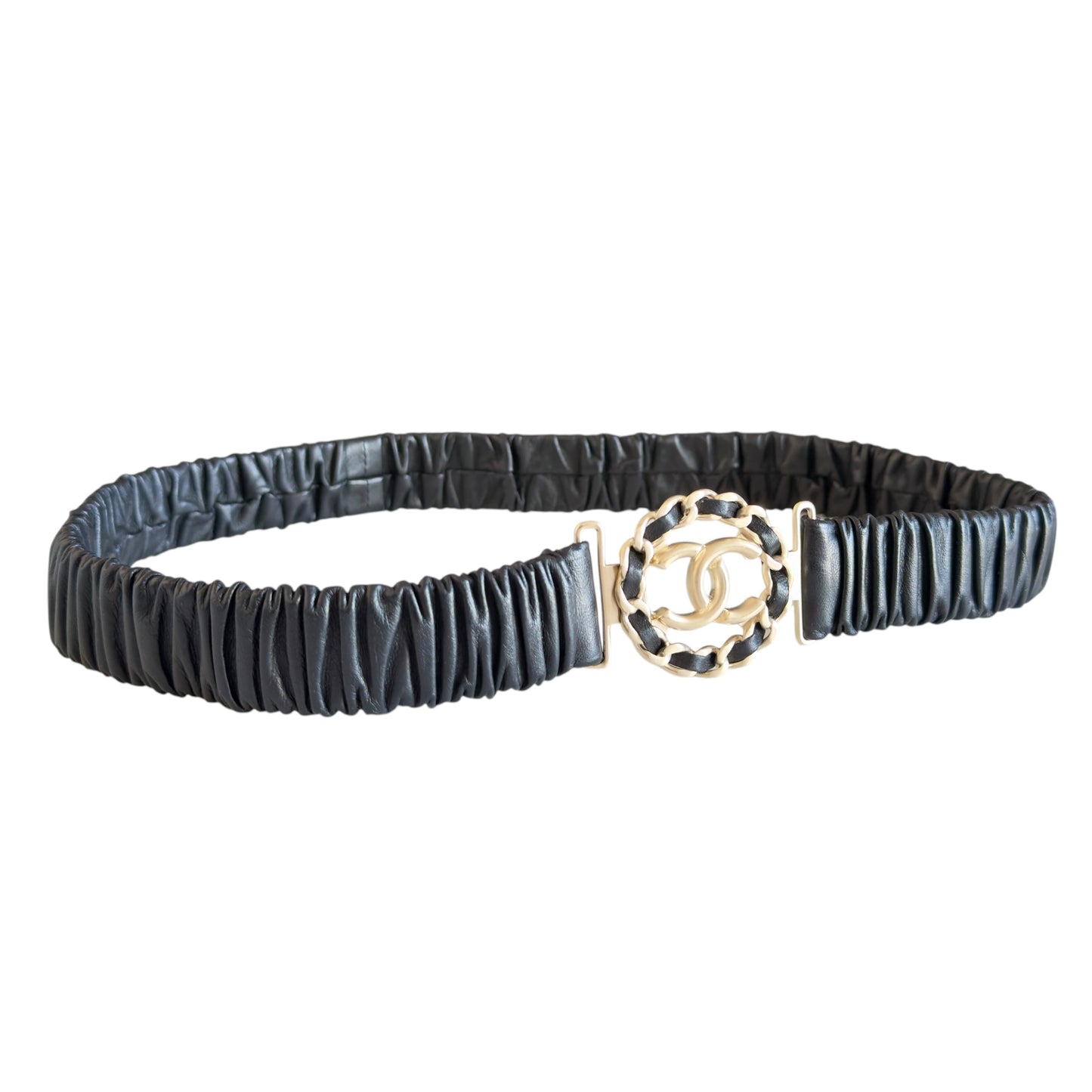 CHANEL CC 皮穿鏈 彈性 腰帶 30mm