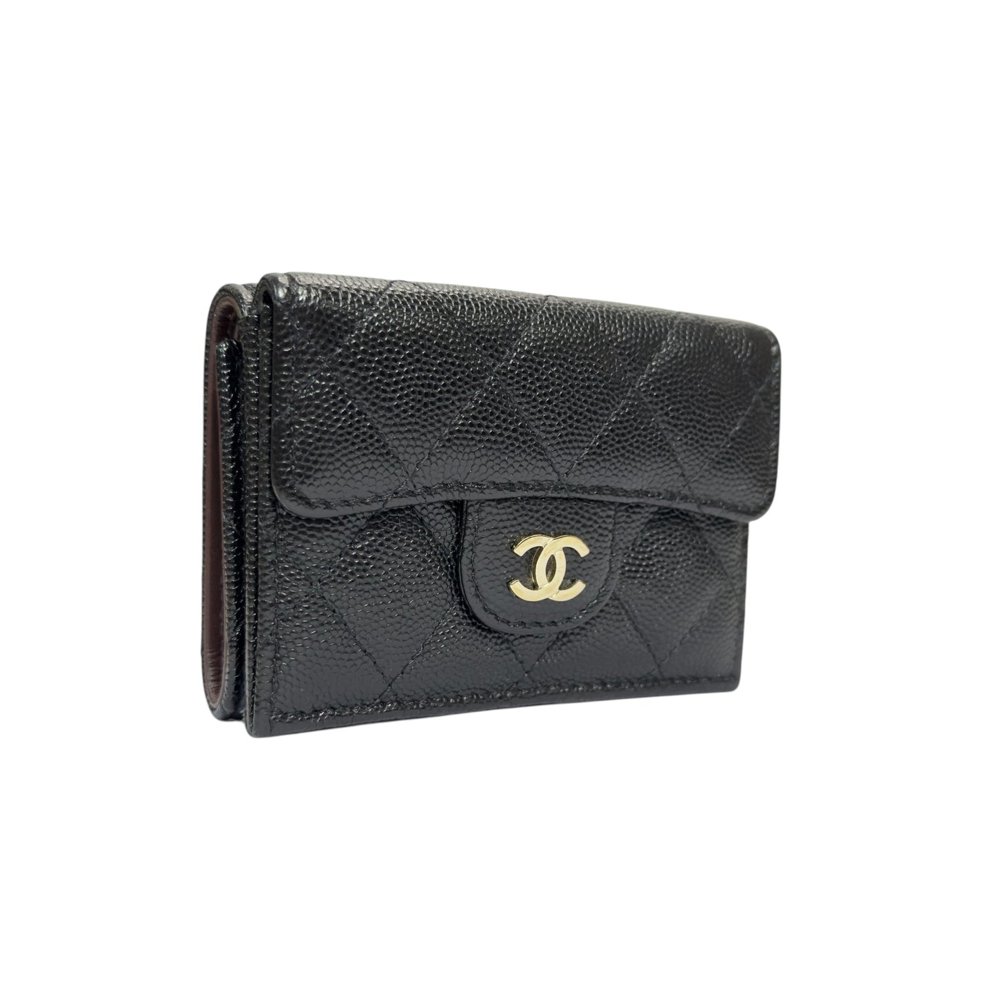 CHANEL CC 荔枝皮 多摺 迷你銀包