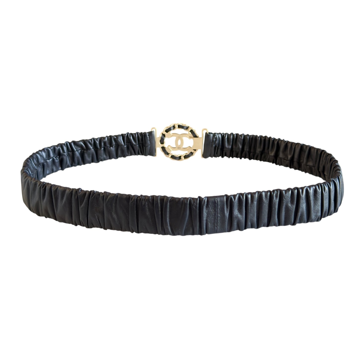 CHANEL CC 皮穿鏈 彈性 腰帶 30mm