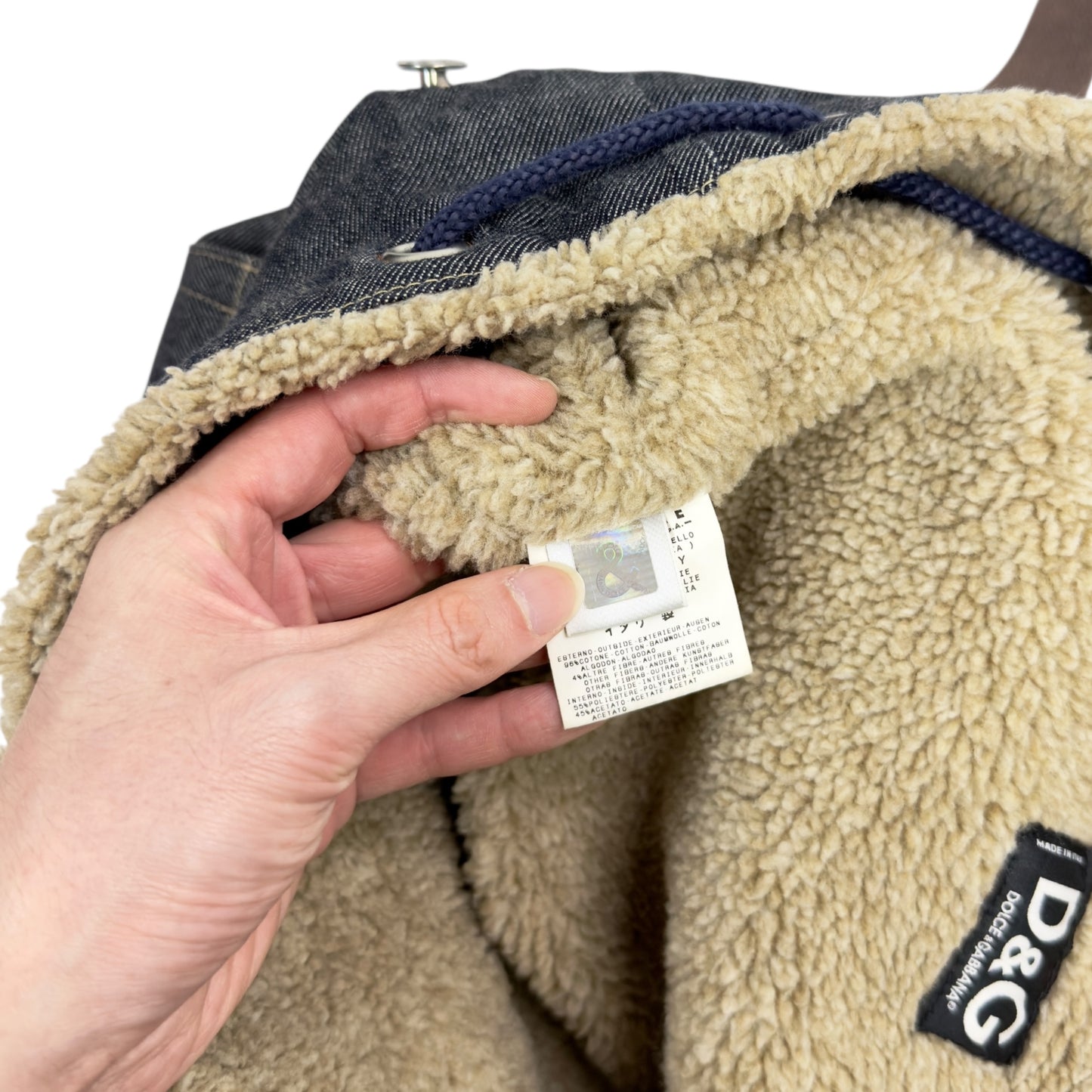 D&G Dolce & Gabbana 牛仔 毛毛 背包