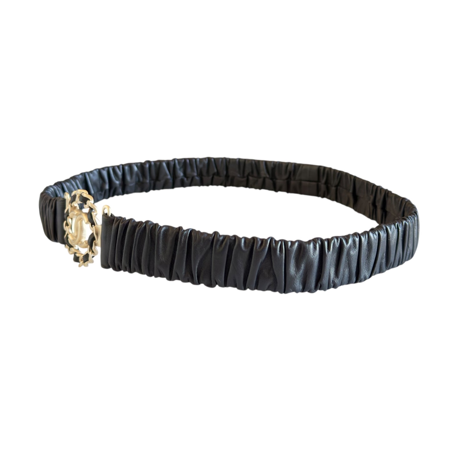 CHANEL CC 皮穿鏈 彈性 腰帶 30mm