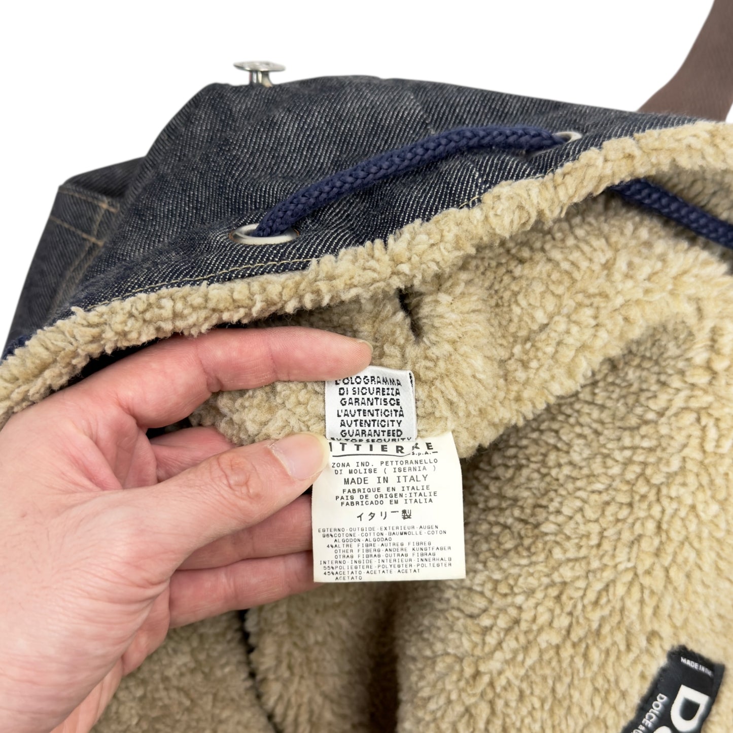 D&G Dolce & Gabbana 牛仔 毛毛 背包