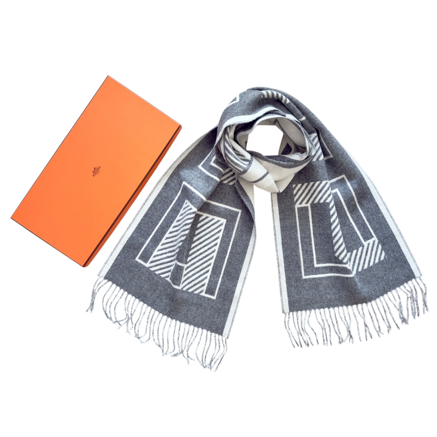 HERMES Casaque Lettres au Carre 純羊絨 圍巾