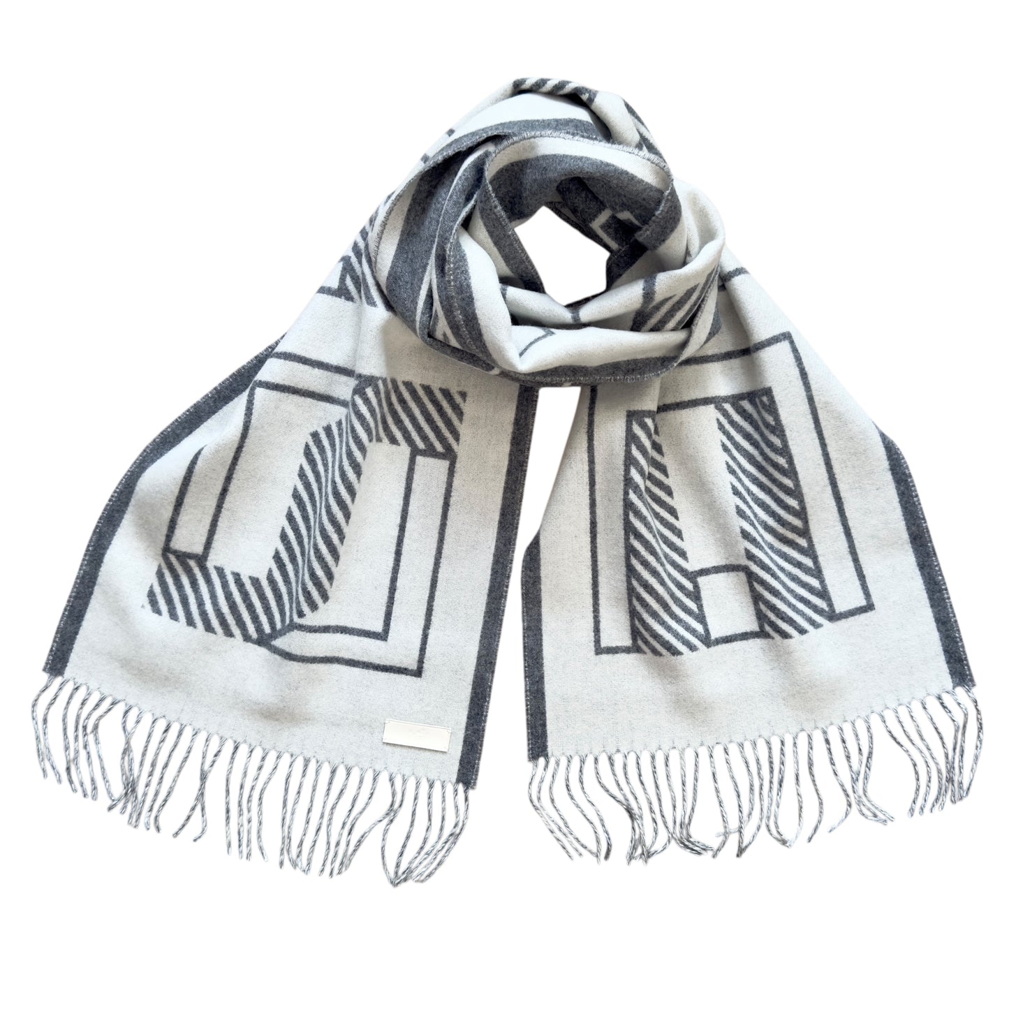 HERMES Casaque Lettres au Carre 純羊絨 圍巾