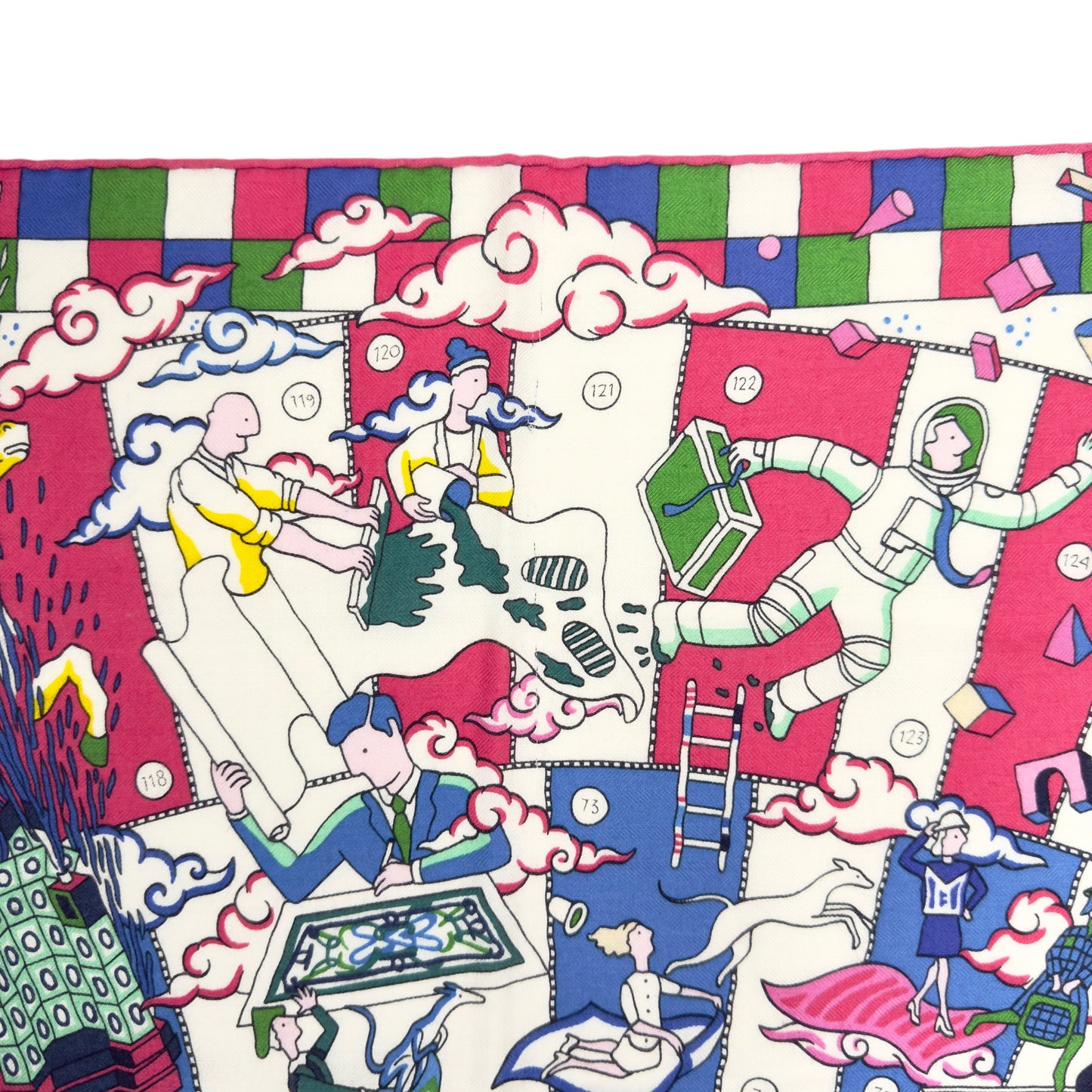 HERMES L'Epopee d'Hermes shawl 140 史詩細節 羊絨 圍巾