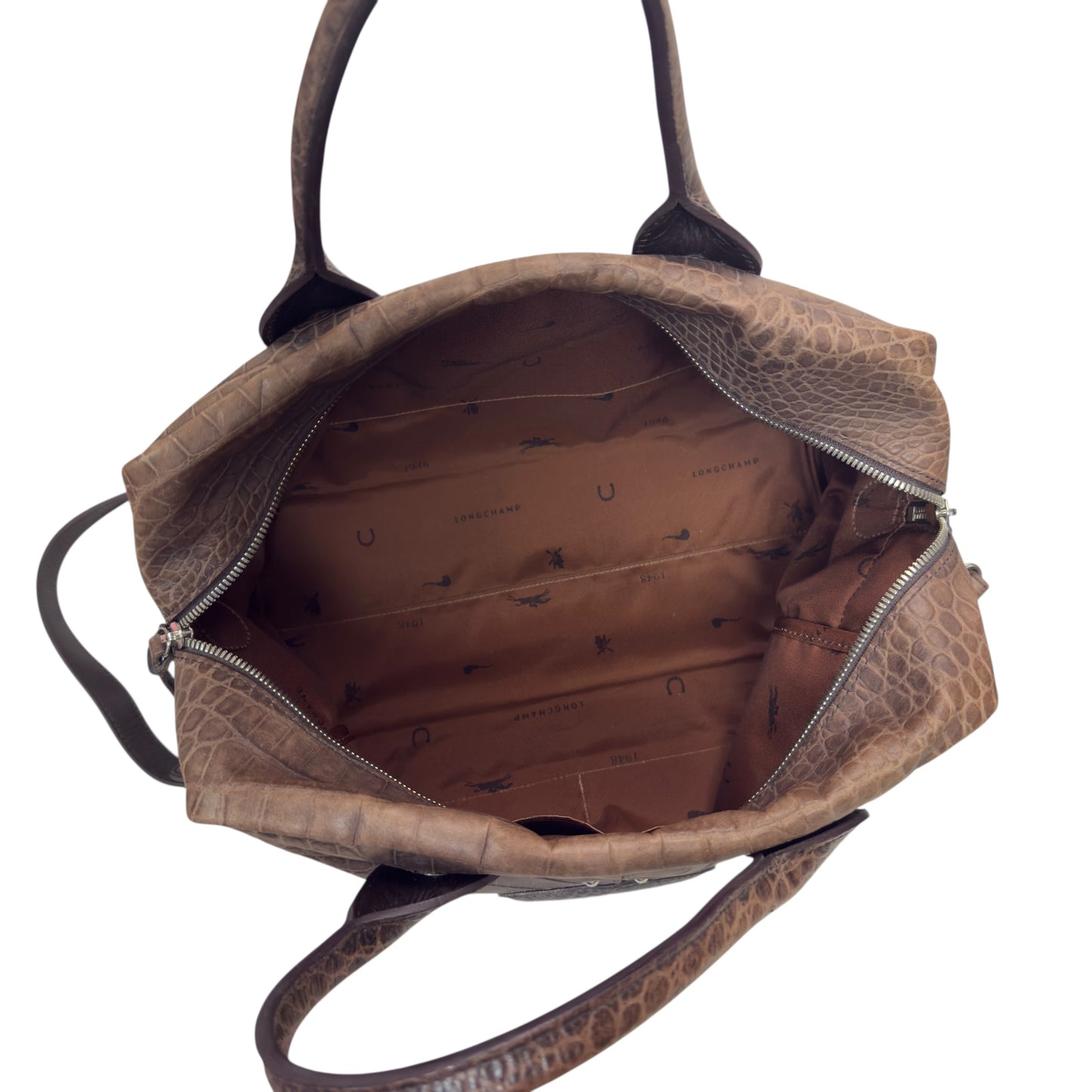 LONGCHAMP 鱷魚皮壓紋 2用袋