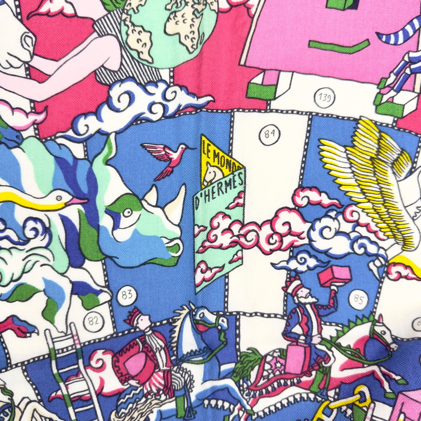 HERMES L'Epopee d'Hermes shawl 140 史詩細節 羊絨 圍巾