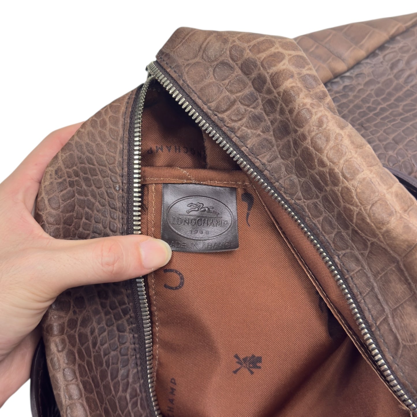 LONGCHAMP 鱷魚皮壓紋 2用袋