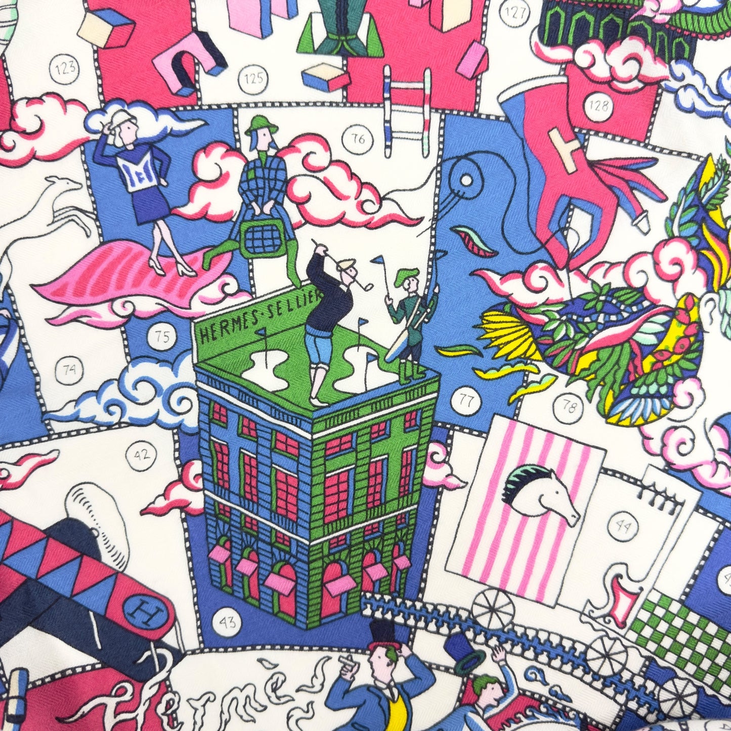 HERMES L'Epopee d'Hermes shawl 140 史詩細節 羊絨 圍巾