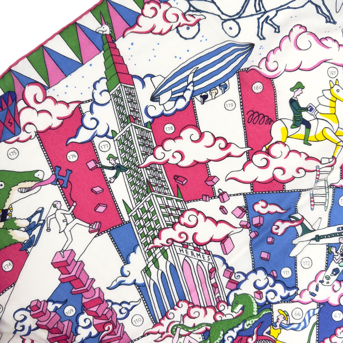 HERMES L'Epopee d'Hermes shawl 140 史詩細節 羊絨 圍巾