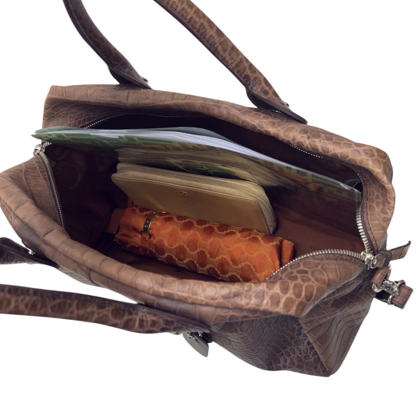 LONGCHAMP 鱷魚皮壓紋 2用袋