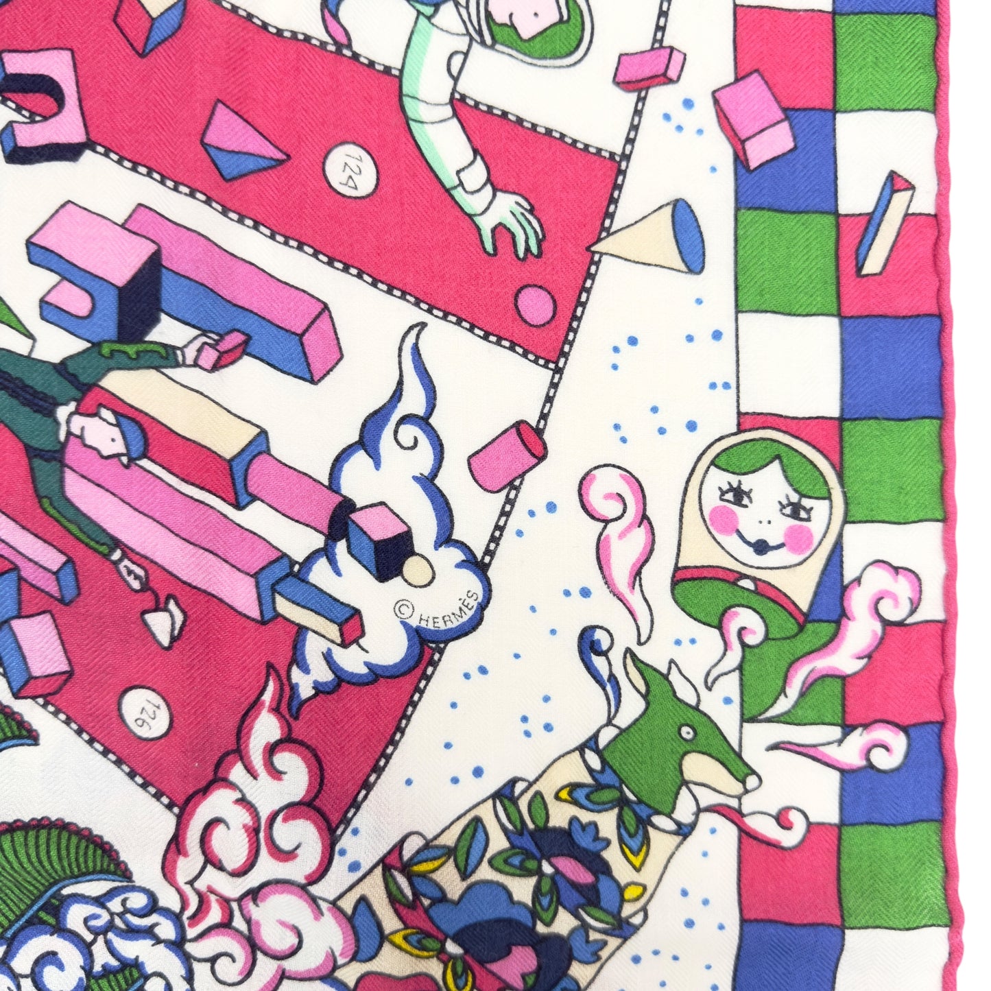 HERMES L'Epopee d'Hermes shawl 140 史詩細節 羊絨 圍巾