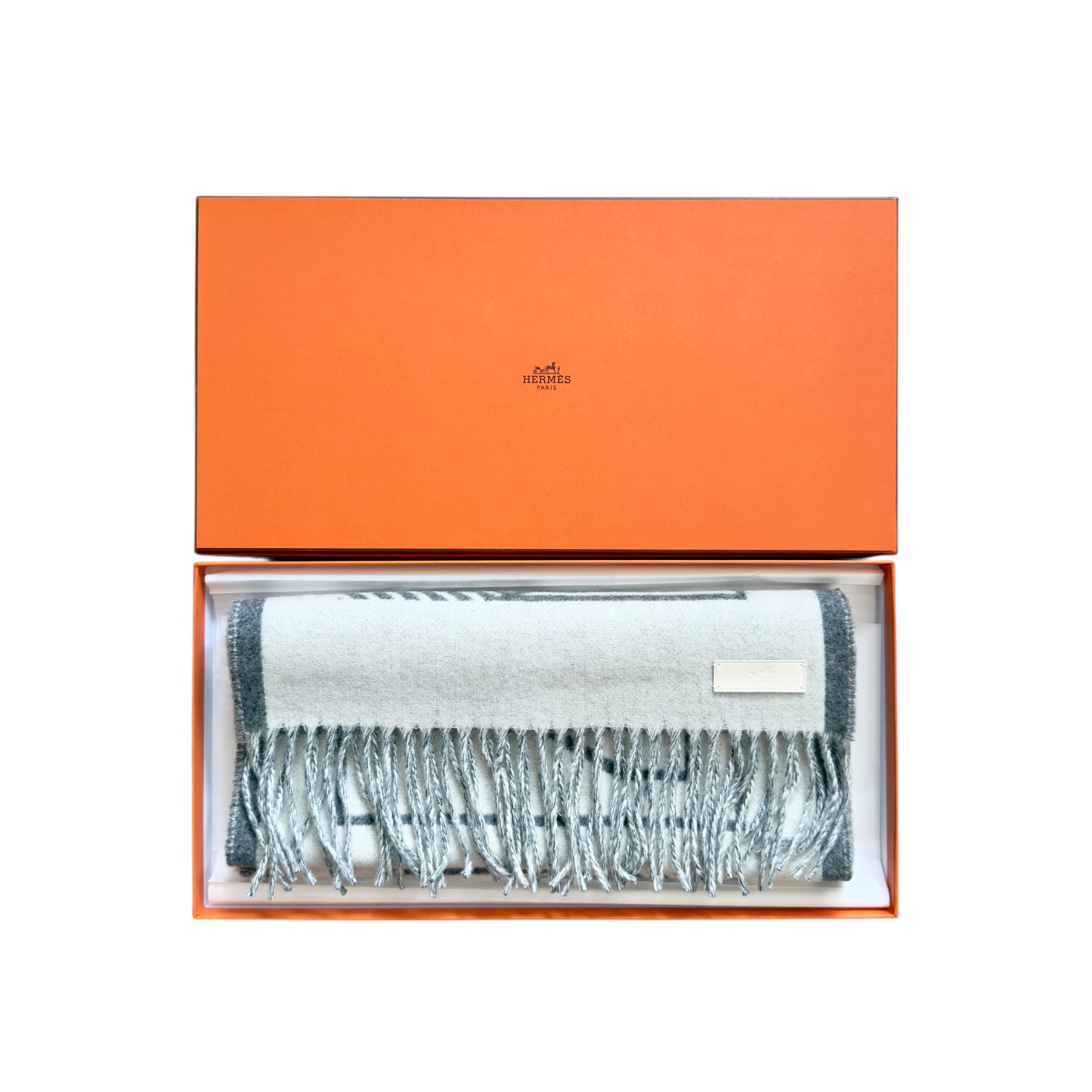 HERMES Casaque Lettres au Carre 純羊絨 圍巾